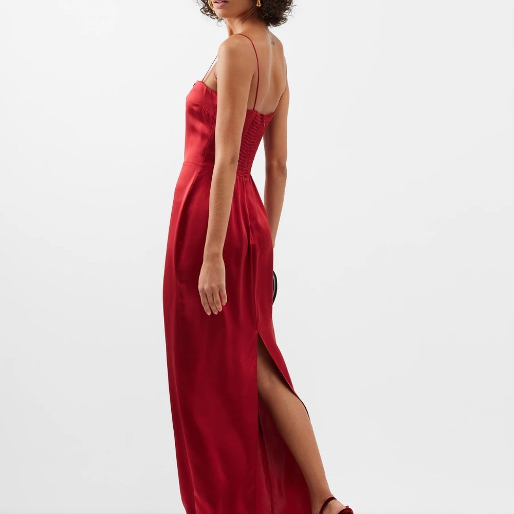 Reformation Frankie Silk Dress | Red Rosette 🌼 Spring Sale 🌼 - Picture 5 of 6